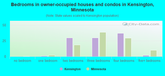 Bedrooms in owner-occupied houses and condos in Kensington, Minnesota