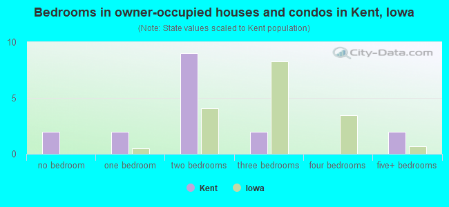 Bedrooms in owner-occupied houses and condos in Kent, Iowa