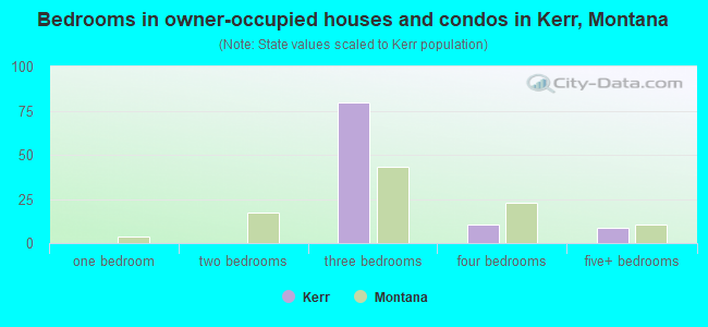 Bedrooms in owner-occupied houses and condos in Kerr, Montana