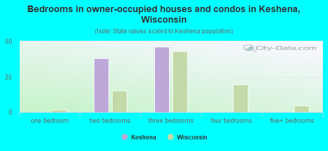 Bedrooms in owner-occupied houses and condos in Keshena, Wisconsin