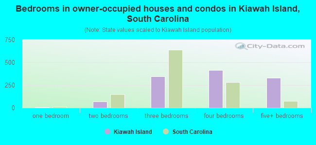 Bedrooms in owner-occupied houses and condos in Kiawah Island, South Carolina