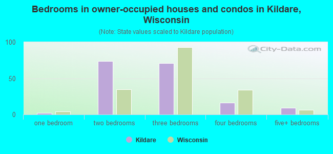 Bedrooms in owner-occupied houses and condos in Kildare, Wisconsin