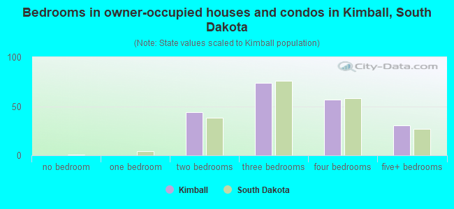 Bedrooms in owner-occupied houses and condos in Kimball, South Dakota