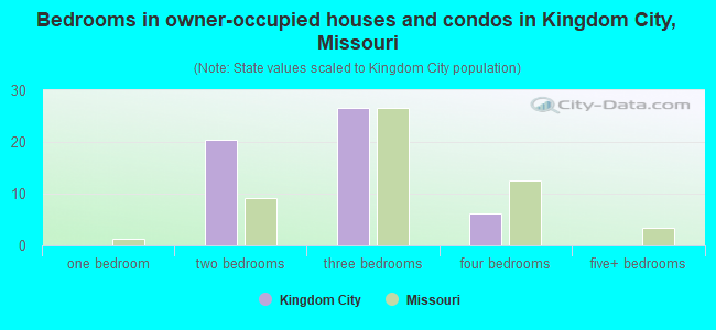 Bedrooms in owner-occupied houses and condos in Kingdom City, Missouri