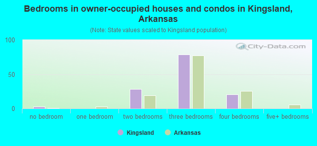 Bedrooms in owner-occupied houses and condos in Kingsland, Arkansas