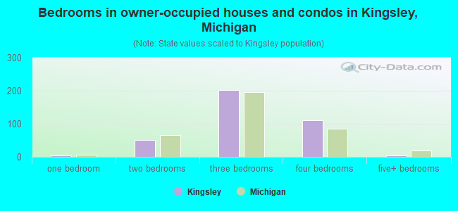 Bedrooms in owner-occupied houses and condos in Kingsley, Michigan