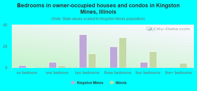 Bedrooms in owner-occupied houses and condos in Kingston Mines, Illinois