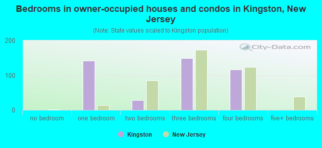 Bedrooms in owner-occupied houses and condos in Kingston, New Jersey