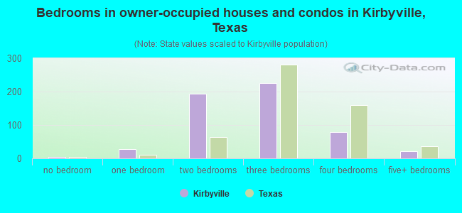Bedrooms in owner-occupied houses and condos in Kirbyville, Texas