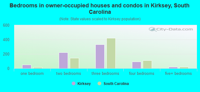 Bedrooms in owner-occupied houses and condos in Kirksey, South Carolina