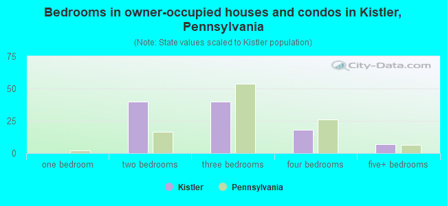 Bedrooms in owner-occupied houses and condos in Kistler, Pennsylvania