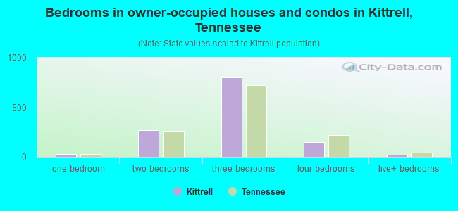 Bedrooms in owner-occupied houses and condos in Kittrell, Tennessee