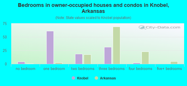 Bedrooms in owner-occupied houses and condos in Knobel, Arkansas