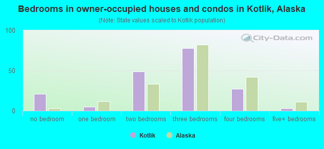 Bedrooms in owner-occupied houses and condos in Kotlik, Alaska