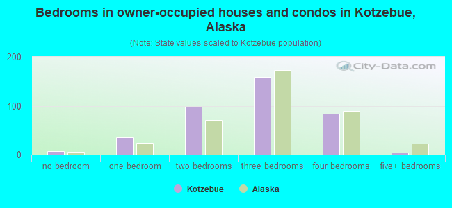 Bedrooms in owner-occupied houses and condos in Kotzebue, Alaska