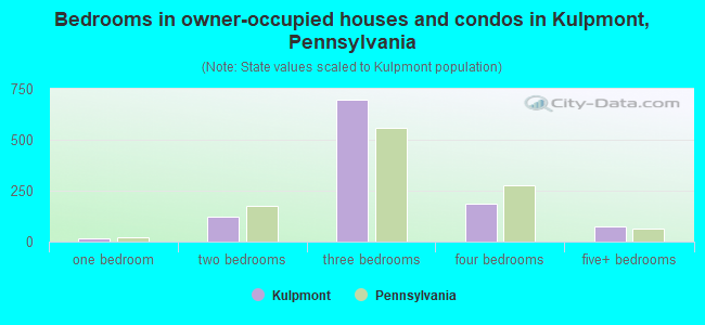 Bedrooms in owner-occupied houses and condos in Kulpmont, Pennsylvania