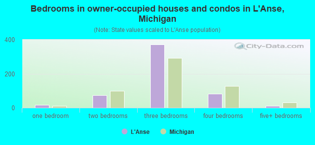 Bedrooms in owner-occupied houses and condos in L'Anse, Michigan