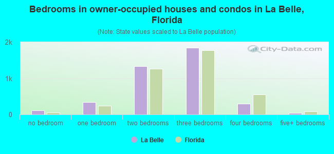 Bedrooms in owner-occupied houses and condos in La Belle, Florida