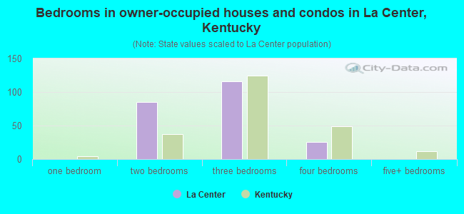 Bedrooms in owner-occupied houses and condos in La Center, Kentucky