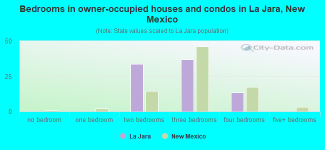 Bedrooms in owner-occupied houses and condos in La Jara, New Mexico
