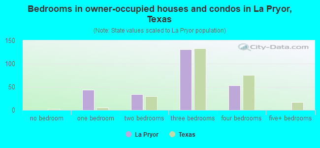 Bedrooms in owner-occupied houses and condos in La Pryor, Texas