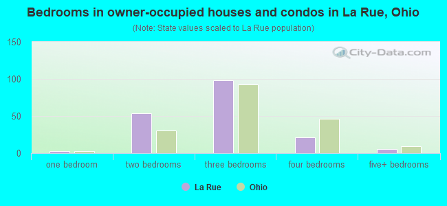 Bedrooms in owner-occupied houses and condos in La Rue, Ohio