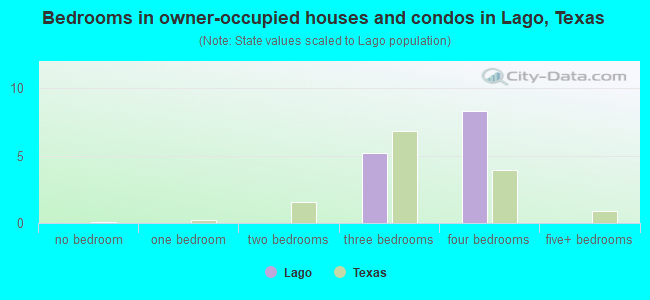 Bedrooms in owner-occupied houses and condos in Lago, Texas