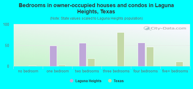 Bedrooms in owner-occupied houses and condos in Laguna Heights, Texas