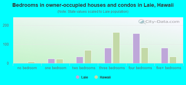 Bedrooms in owner-occupied houses and condos in Laie, Hawaii