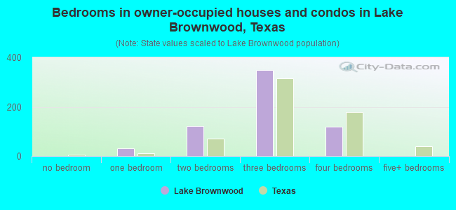 Bedrooms in owner-occupied houses and condos in Lake Brownwood, Texas