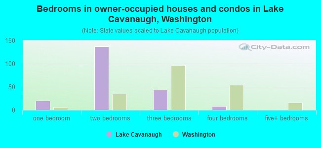 Bedrooms in owner-occupied houses and condos in Lake Cavanaugh, Washington