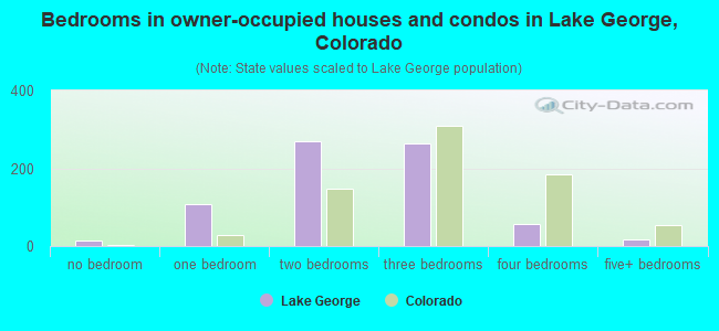 Bedrooms in owner-occupied houses and condos in Lake George, Colorado