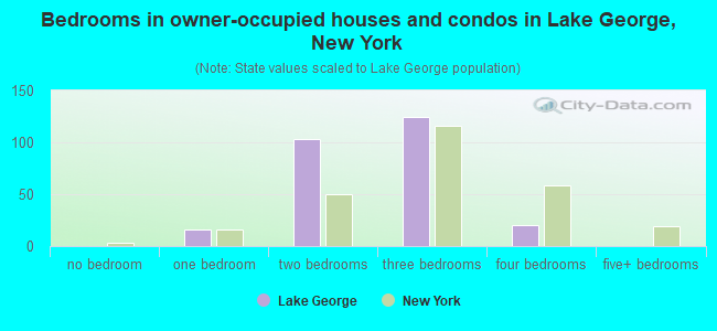 Bedrooms in owner-occupied houses and condos in Lake George, New York