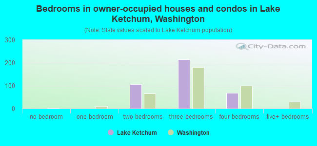 Bedrooms in owner-occupied houses and condos in Lake Ketchum, Washington