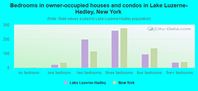 Bedrooms in owner-occupied houses and condos in Lake Luzerne-Hadley, New York