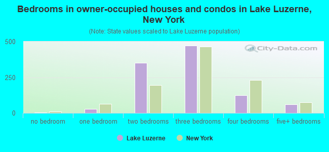 Bedrooms in owner-occupied houses and condos in Lake Luzerne, New York