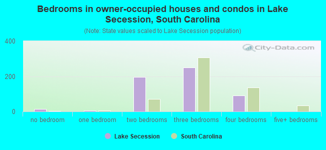 Bedrooms in owner-occupied houses and condos in Lake Secession, South Carolina