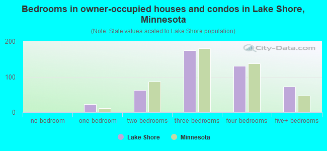 Bedrooms in owner-occupied houses and condos in Lake Shore, Minnesota