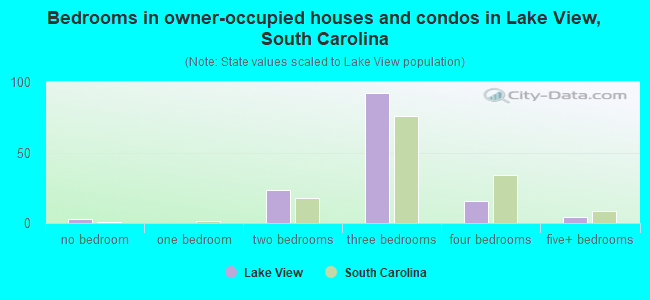 Bedrooms in owner-occupied houses and condos in Lake View, South Carolina