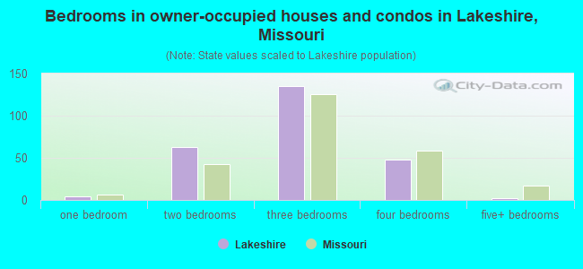 Bedrooms in owner-occupied houses and condos in Lakeshire, Missouri