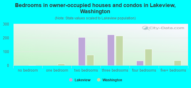 Bedrooms in owner-occupied houses and condos in Lakeview, Washington