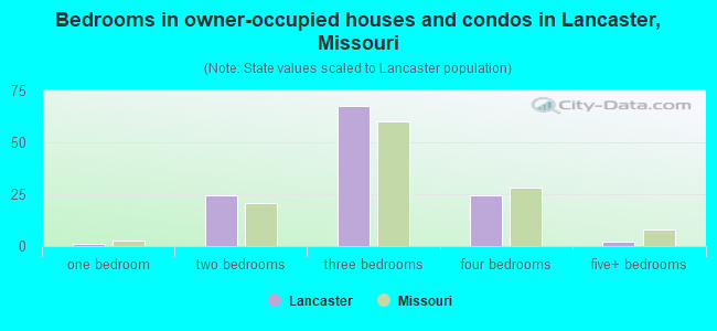 Bedrooms in owner-occupied houses and condos in Lancaster, Missouri