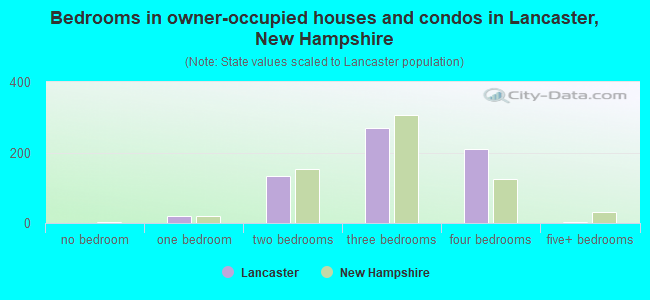 Bedrooms in owner-occupied houses and condos in Lancaster, New Hampshire