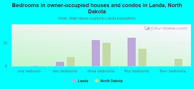 Bedrooms in owner-occupied houses and condos in Landa, North Dakota
