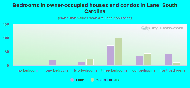 Bedrooms in owner-occupied houses and condos in Lane, South Carolina