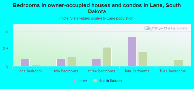 Bedrooms in owner-occupied houses and condos in Lane, South Dakota