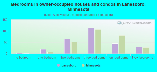 Bedrooms in owner-occupied houses and condos in Lanesboro, Minnesota