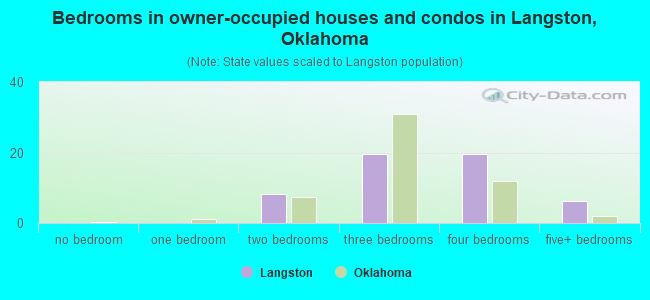 Bedrooms in owner-occupied houses and condos in Langston, Oklahoma