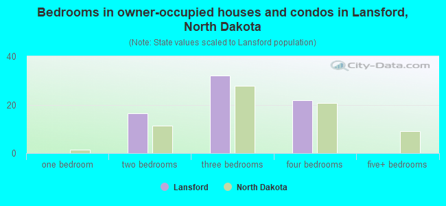 Bedrooms in owner-occupied houses and condos in Lansford, North Dakota
