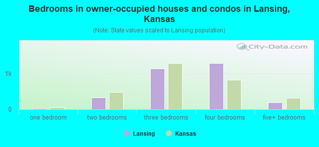 Bedrooms in owner-occupied houses and condos in Lansing, Kansas